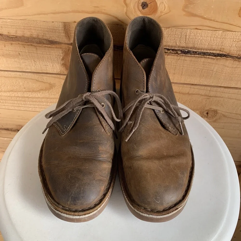 Clarks‎ Men's 9.5m Chukka Leather Distressed High Top Comfort Boots Grunge